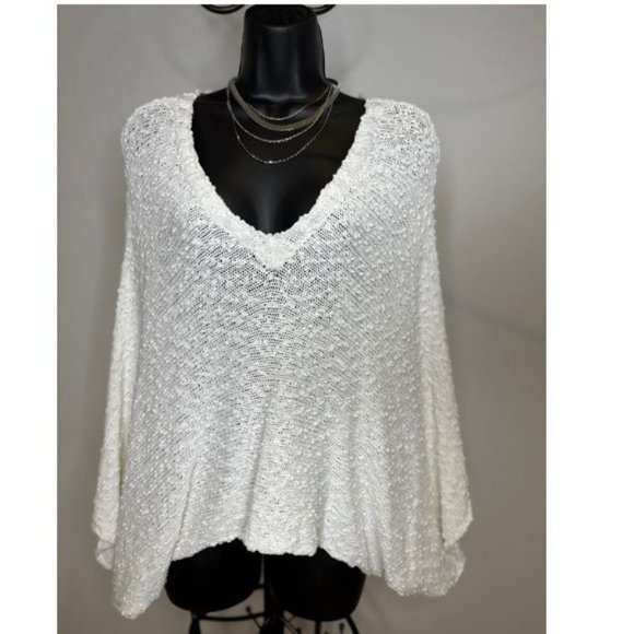 O'Neil Womens Pullover Poncho Knit Sweater V-Neck Size XS White - Picture 3 of 6